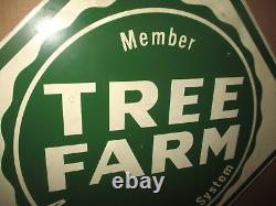 TREE FARM Diamond Shaped WOODEN 30.5 X 30.5 BIG & OLD & VINTAGE & ORIGINAL