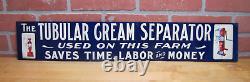 TUBULAR CREAM SEPARATOR Antique Advertising Sign Embossed Tin Farm Feed Seed Ad