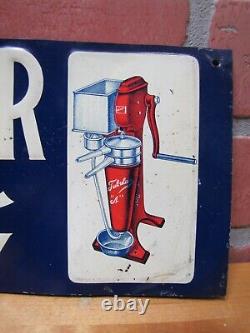 TUBULAR CREAM SEPARATOR Antique Advertising Sign Embossed Tin Farm Feed Seed Ad