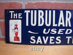TUBULAR CREAM SEPARATOR Antique Advertising Sign Embossed Tin Farm Feed Seed Ad
