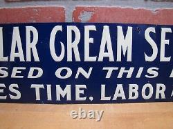 TUBULAR CREAM SEPARATOR Antique Advertising Sign Embossed Tin Farm Feed Seed Ad
