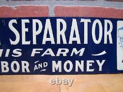 TUBULAR CREAM SEPARATOR Antique Advertising Sign Embossed Tin Farm Feed Seed Ad