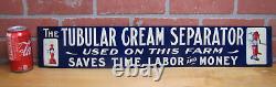 TUBULAR CREAM SEPARATOR Antique Advertising Sign Embossed Tin Farm Feed Seed Ad