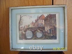 The Old Stone Bridge Litho Print By Sandri Framed Under Glass Pencil Artist Sign