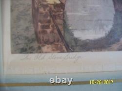 The Old Stone Bridge Litho Print By Sandri Framed Under Glass Pencil Artist Sign