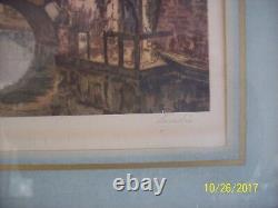 The Old Stone Bridge Litho Print By Sandri Framed Under Glass Pencil Artist Sign