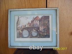 The Old Stone Bridge Litho Print By Sandri Framed Under Glass Pencil Artist Sign