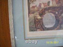 The Old Stone Bridge Litho Print By Sandri Framed Under Glass Pencil Artist Sign