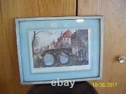 The Old Stone Bridge Litho Print By Sandri Framed Under Glass Pencil Artist Sign