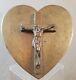 Trench Art Ww1 Heart Crucifix Jesus Christ Cross 3.13 Lb 6-1/2 Antique 6-1/2