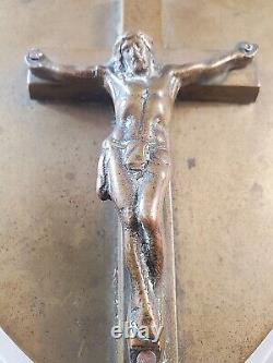 Trench art WW1 heart crucifix Jesus Christ cross 3.13 lb 6-1/2 antique 6-1/2