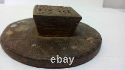 UNIQUE ANTIQUE PRIMITIVE OLD WOODEN RITUAL BREAD STAMP EARLY 19th
