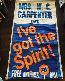Union 76 Banner Cloth Antique Advertising Gas Oil Sign Large Vintage Old Antenna