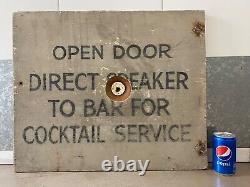 Unusual Antique Old 1920s Prohibition Speakeasy Secret COCKTAIL Bar Wood Sign