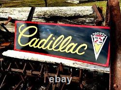 V36Vintage Hand Painted Antique Vintage Old Style Cadillac Service Station Sign