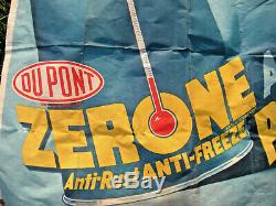 VINTAGE ANTIQUE DUPONT ZERONE ANTI-FREEZE GAS STATION BANNER SIGN 1940s OLD RARE