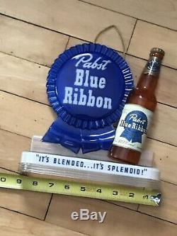 VINTAGE ANTIQUE PABST BLUE RIBBON BEER LIGHTED ADVERTISING BAR SIGN 1950s OLD