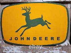 VINTAGE JOHN DEERE PORCELAIN SIGN 30x19 OLD FARM TRACTOR EQUIPMENT SERVICE SHOP