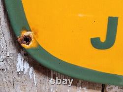 VINTAGE JOHN DEERE PORCELAIN SIGN 30x19 OLD FARM TRACTOR EQUIPMENT SERVICE SHOP