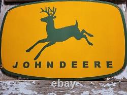 VINTAGE JOHN DEERE PORCELAIN SIGN 30x19 OLD FARM TRACTOR EQUIPMENT SERVICE SHOP