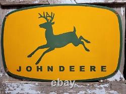 VINTAGE JOHN DEERE PORCELAIN SIGN 30x19 OLD FARM TRACTOR EQUIPMENT SERVICE SHOP