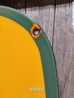 VINTAGE JOHN DEERE PORCELAIN SIGN 30x19 OLD FARM TRACTOR EQUIPMENT SERVICE SHOP