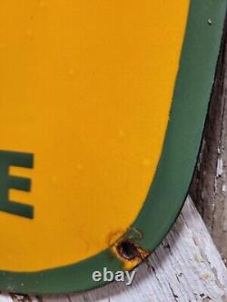 VINTAGE JOHN DEERE PORCELAIN SIGN 30x19 OLD FARM TRACTOR EQUIPMENT SERVICE SHOP