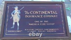 VINTAGE OLD 1920s CONTINENTAL INSURANCE CO. SIGN, ANTIQUE, GRAPHIC, FREE SHIPPING