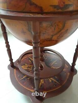VINTAGE OLD WORLD GLOBE BAR CABINET ON CASTERS LATIN WithZODIAC SIGNS