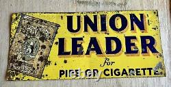 VTG 1930'S UNION LEADER SMOKING TOBACCO ADVERTISING SIGN TIN EAGLE Old Antique