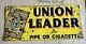 Vtg 1930's Union Leader Smoking Tobacco Advertising Sign Tin Eagle Old Antique