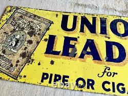 VTG 1930'S UNION LEADER SMOKING TOBACCO ADVERTISING SIGN TIN EAGLE Old Antique