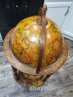 VTG Italian Old World Globe Bar Cabinet on Casters 38 Inches Tall Zodiac Signs