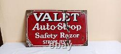 Valet Auto Strop Razor Antique Vintage Advt Tin Enamel Porcelain Sign Board Old