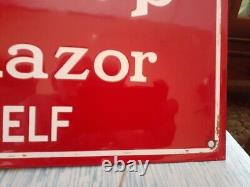 Valet Auto Strop Razor Antique Vintage Advt Tin Enamel Porcelain Sign Board -Old