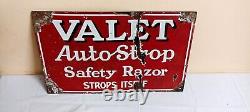Valet Auto Strop Razor Antique Vintage Advt Tin Enamel Porcelain Sign Board Old
