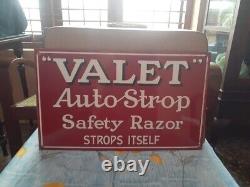 Valet Auto Strop Razor Antique Vintage Advt Tin Enamel Porcelain Sign Board -Old