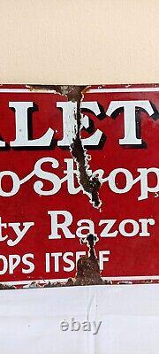 Valet Auto Strop Razor Antique Vintage Advt Tin Enamel Porcelain Sign Board Old