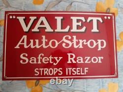 Valet Auto Strop Razor Antique Vintage Advt Tin Enamel Porcelain Sign Board -Old