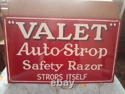 Valet Auto Strop Razor Antique Vintage Advt Tin Enamel Porcelain Sign Board -Old