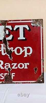 Valet Auto Strop Razor Antique Vintage Advt Tin Enamel Porcelain Sign Board Old