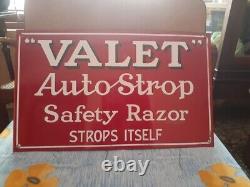 Valet Auto Strop Razor Antique Vintage Advt Tin Enamel Porcelain Sign Board -Old