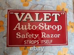 Valet Auto Strop Razor Antique Vintage Advt Tin Enamel Porcelain Sign Board -Old