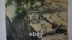 Very Fine Old Korean Sumi Ink House Under Mountain Poem Signed on Jangji Paper