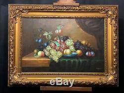 Very Large Huge Old Vintage Oil Painting, Ornate Frame, Sill Life