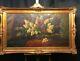 Very Large Huge Old Vintage Oil Painting Still Life, Flowers, Ornate Frame