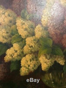 Very Large Huge Old Vintage Oil Painting Still Life, Flowers, Ornate Frame