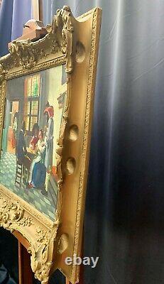 Very Large Old Vintage Oil Painting, Antique Ornate Frame