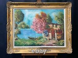 Very Large Old Vintage Oil Painting, Ornate Frame