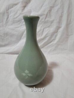 Very Old Antique Korean Celadon Vase, Artist Signed, Estate